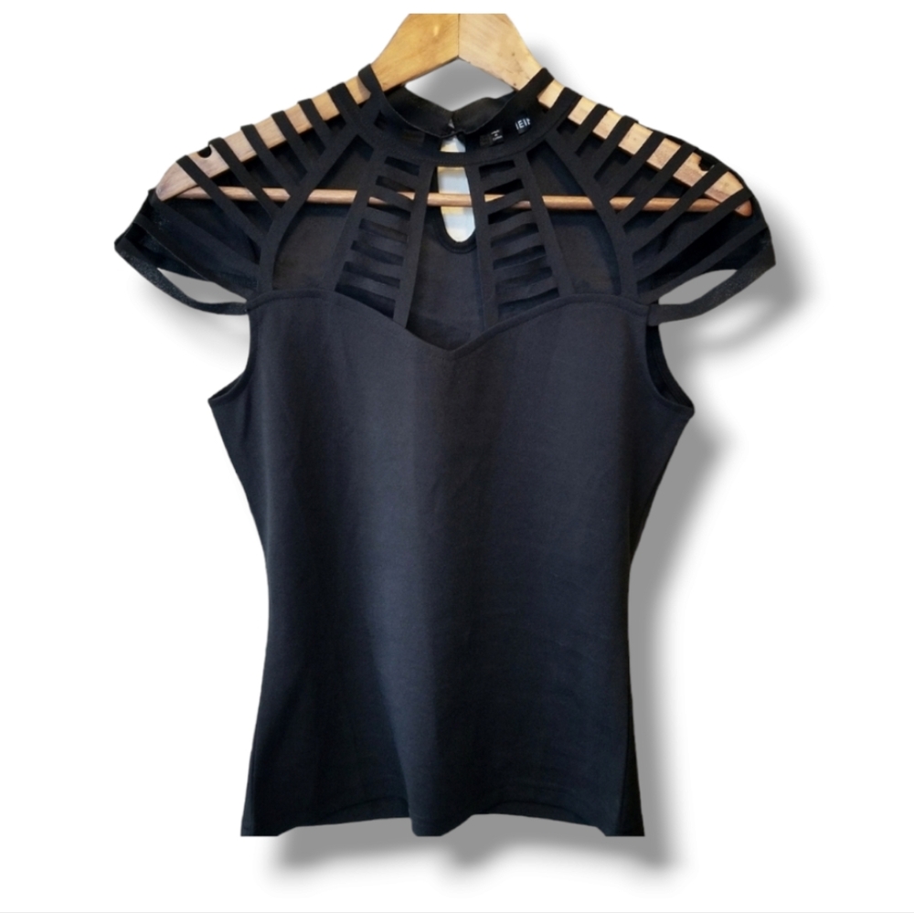 SHEIN Sexy Caged Laser Cutout Top | Small